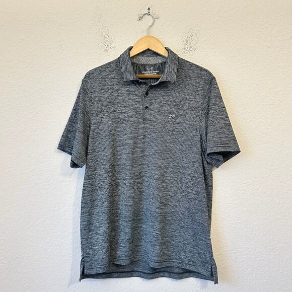 VINEYARD VINES Performance Polo Shirt Gray Striped Golf Sports Preppy - Picture 1 of 8